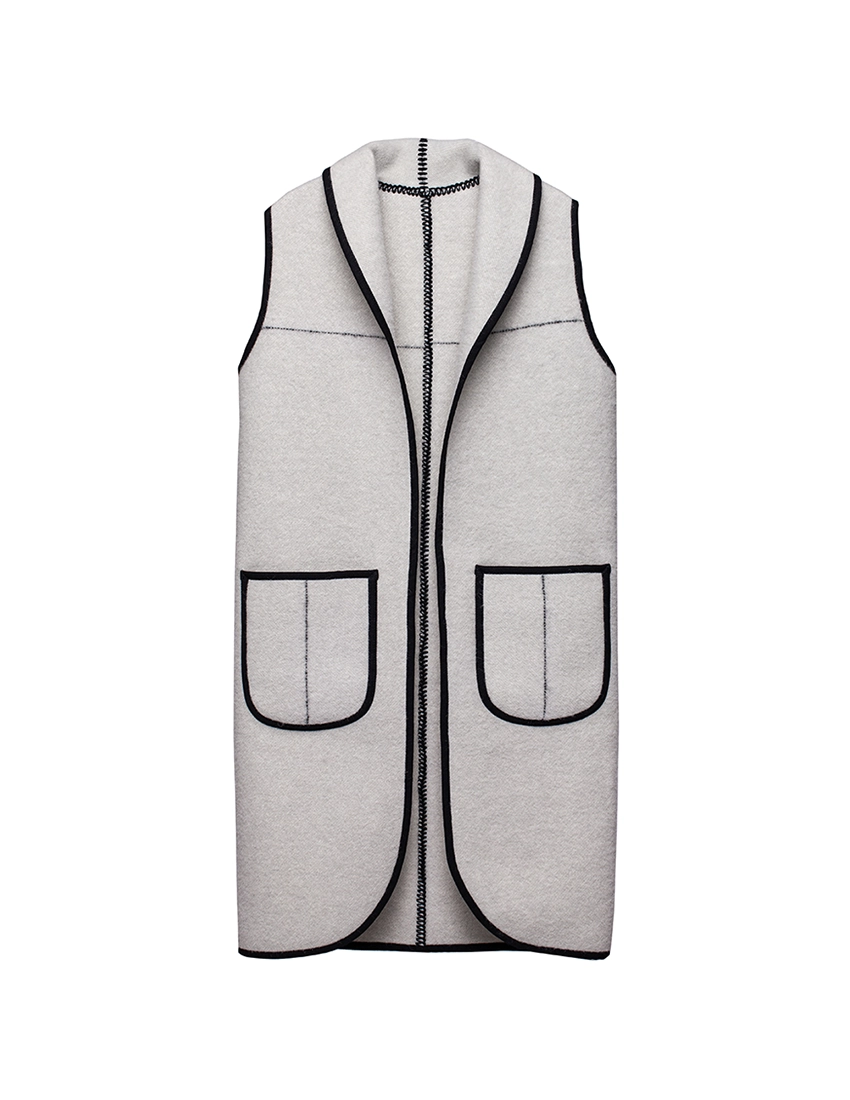Long Wool Vest - Sleeveless Vest for Women